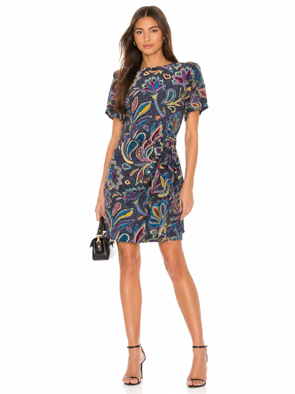 Vintage Silk Dress Size 16 Floral Multicolor Wrap Dress